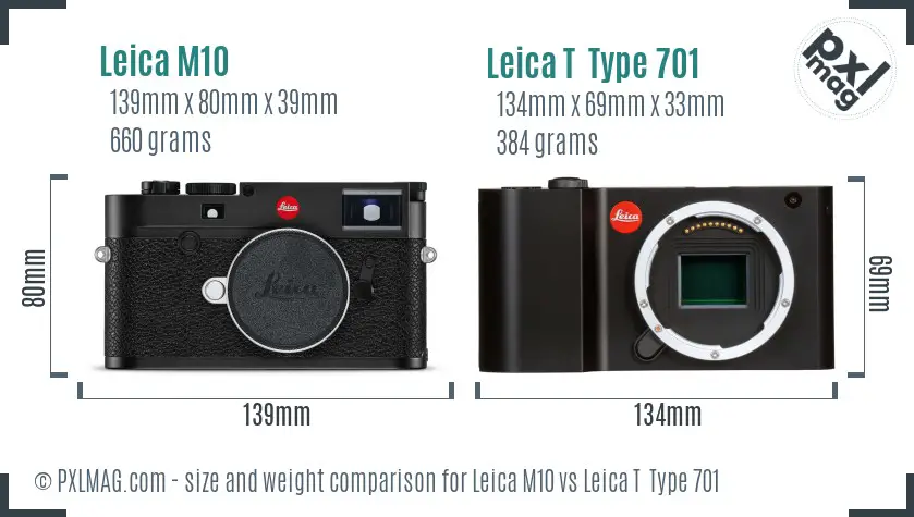 Leica M10 vs Leica T  Type 701 size comparison