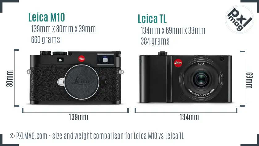 Leica M10 vs Leica TL size comparison