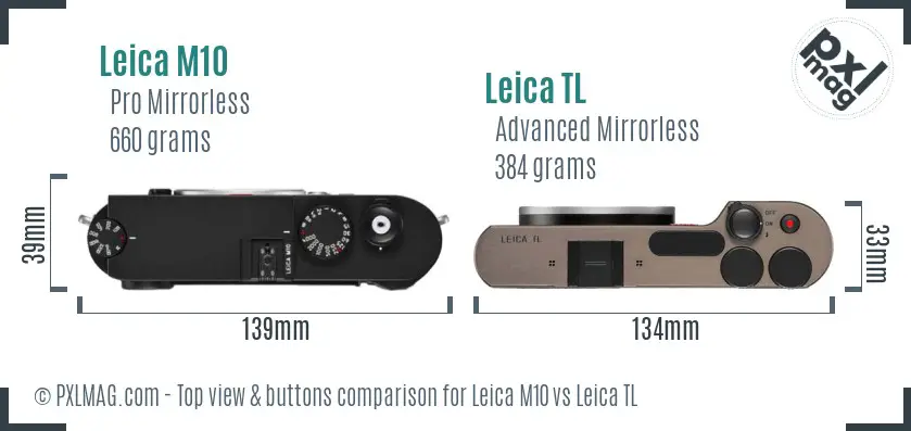 Leica M10 vs Leica TL top view buttons comparison