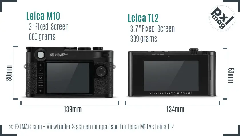 Leica M10 vs Leica TL2 Screen and Viewfinder comparison