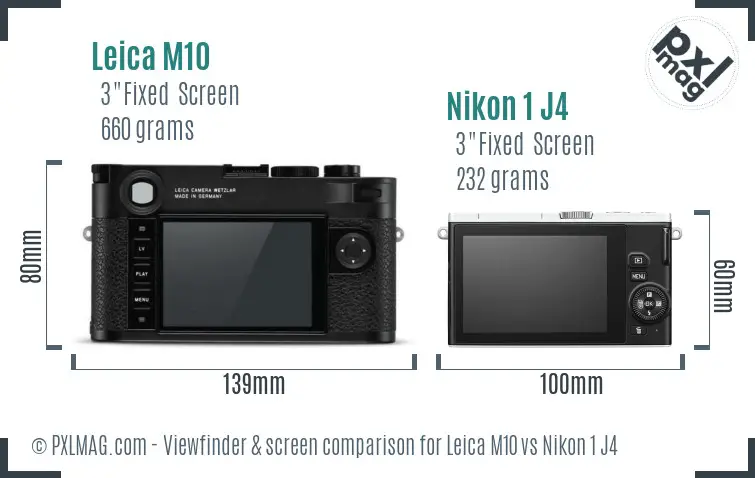 Leica M10 vs Nikon 1 J4 Screen and Viewfinder comparison Leica M10 vs Nikon 1 J4 Screen and Viewfinder comparison