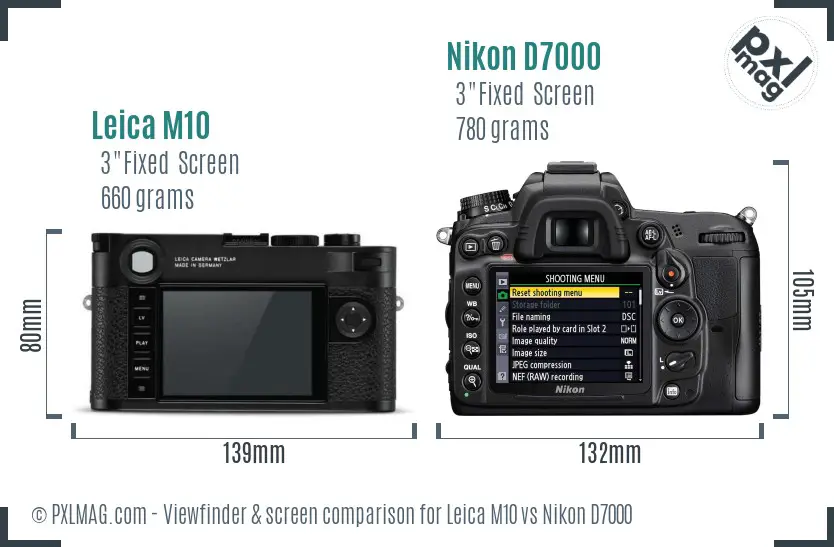 Leica M10 vs Nikon D7000 Screen and Viewfinder comparison