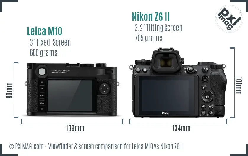 Leica M10 vs Nikon Z6 II Screen and Viewfinder comparison