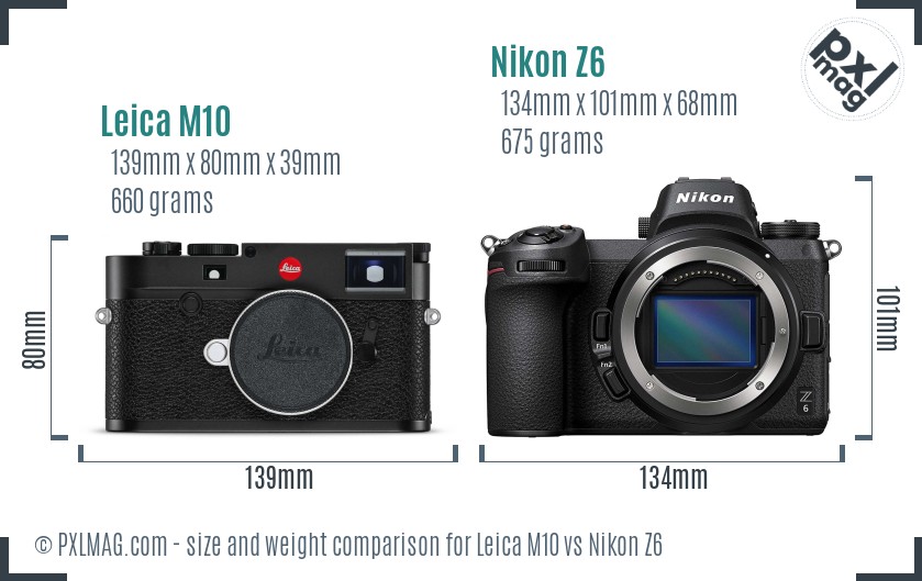Leica M10 vs Nikon Z6 size comparison