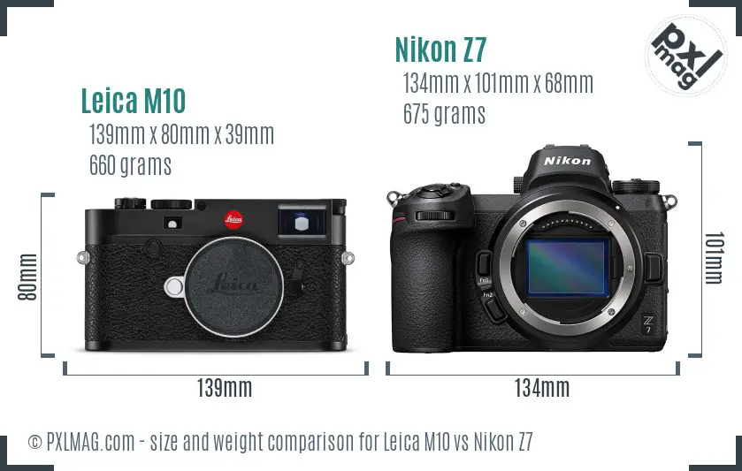 Leica M10 vs Nikon Z7 size comparison