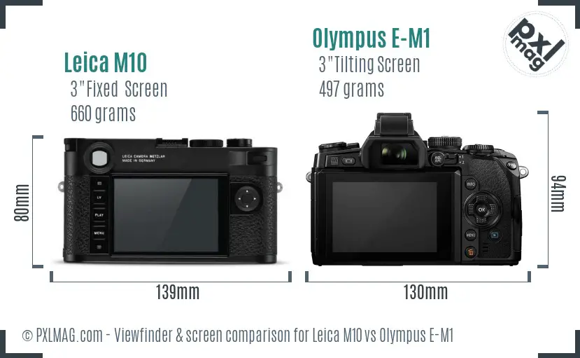 Leica M10 vs Olympus E-M1 Screen and Viewfinder comparison