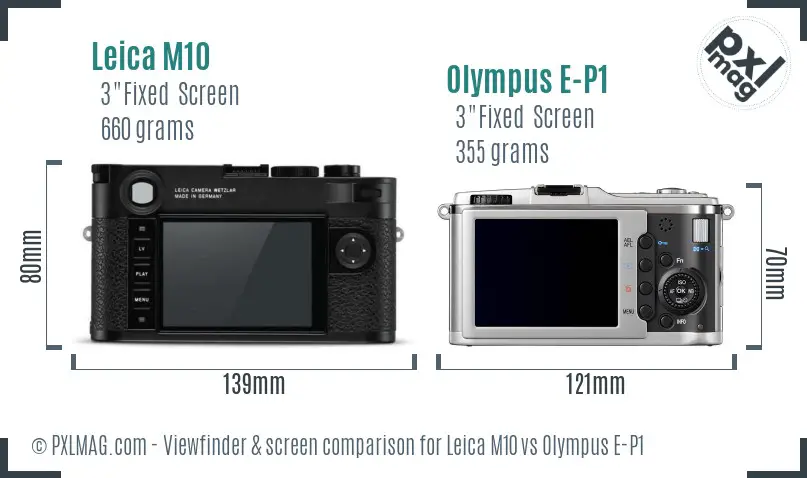 Leica M10 vs Olympus E-P1 Screen and Viewfinder comparison Leica M10 vs Olympus E-P1 Screen and Viewfinder comparison