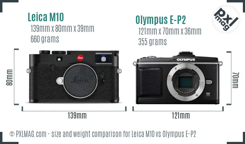 Leica M10 vs Olympus E-P2 size comparison