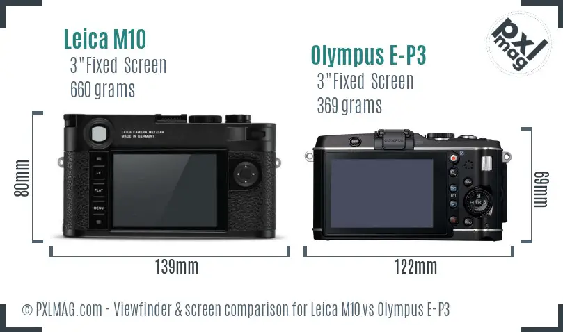 Leica M10 vs Olympus E-P3 Screen and Viewfinder comparison