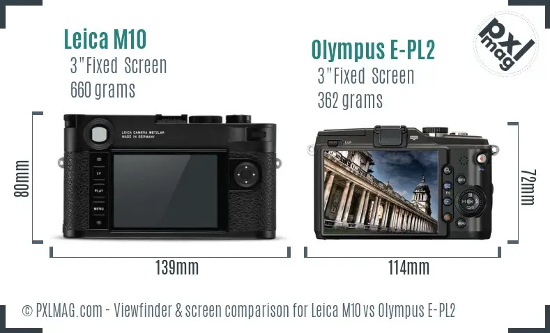 Leica M10 vs Olympus E-PL2 Screen and Viewfinder comparison