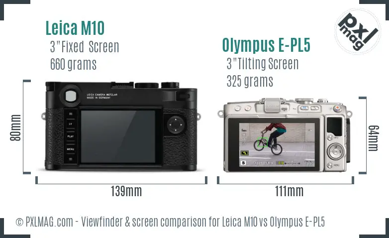 Leica M10 vs Olympus E-PL5 Screen and Viewfinder comparison