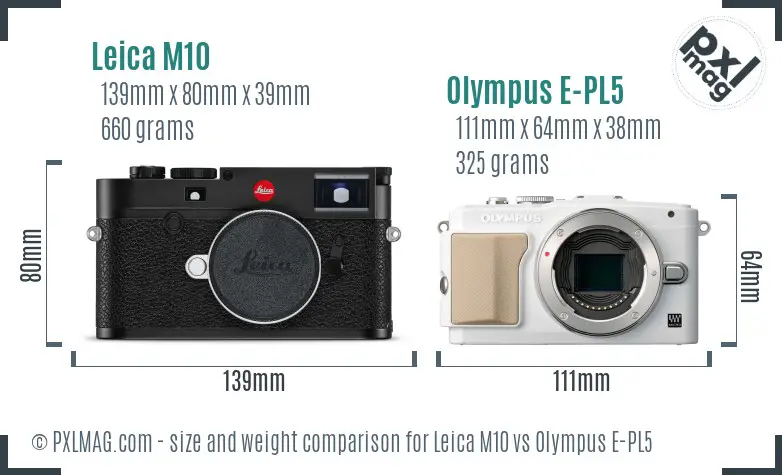 Leica M10 vs Olympus E-PL5 size comparison