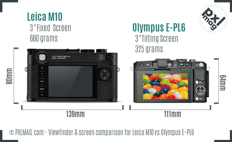 Leica M10 vs Olympus E-PL6 Screen and Viewfinder comparison
