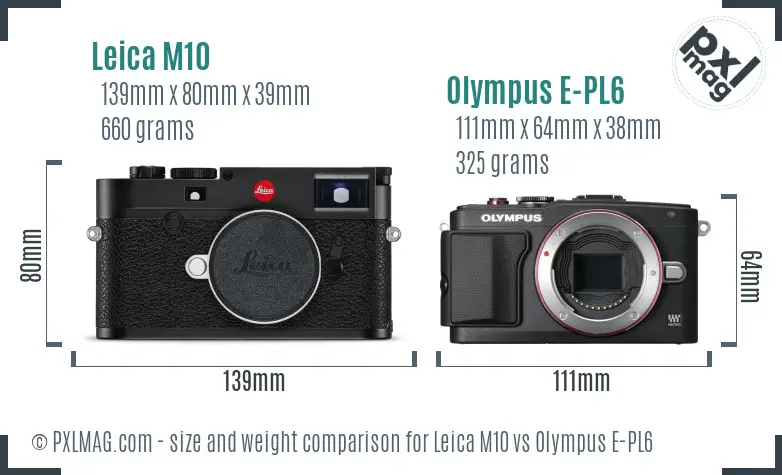 Leica M10 vs Olympus E-PL6 size comparison