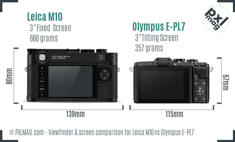 Leica M10 vs Olympus E-PL7 Screen and Viewfinder comparison