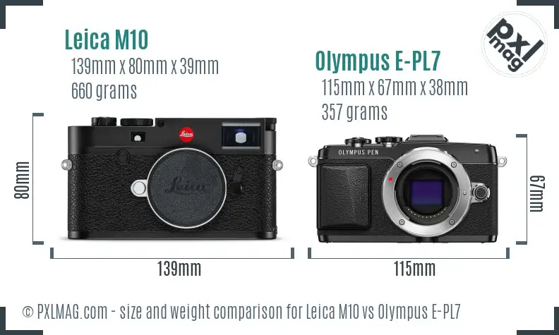 Leica M10 vs Olympus E-PL7 size comparison