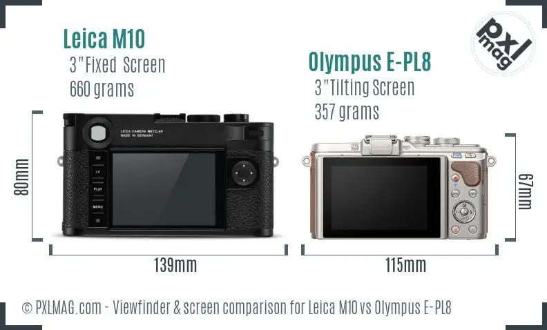 Leica M10 vs Olympus E-PL8 Screen and Viewfinder comparison