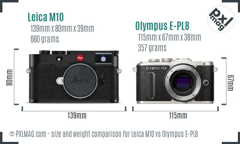 Leica M10 vs Olympus E-PL8 size comparison