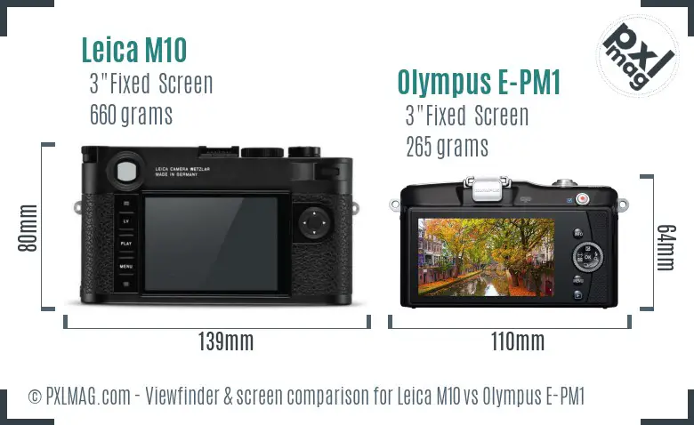 Leica M10 vs Olympus E-PM1 Screen and Viewfinder comparison Leica M10 vs Olympus E-PM1 Screen and Viewfinder comparison