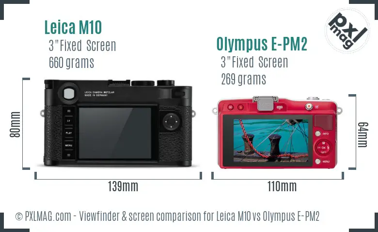 Leica M10 vs Olympus E-PM2 Screen and Viewfinder comparison