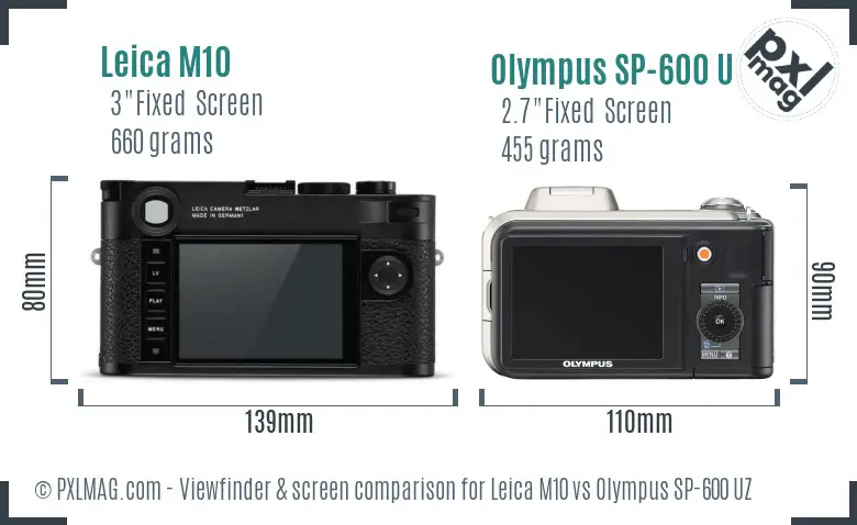 Leica M10 vs Olympus SP-600 UZ Screen and Viewfinder comparison