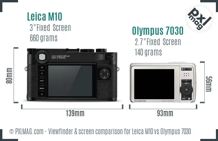 Leica M10 vs Olympus 7030 Screen and Viewfinder comparison