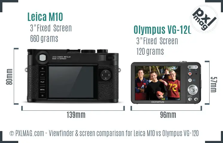 Leica M10 vs Olympus VG-120 Screen and Viewfinder comparison