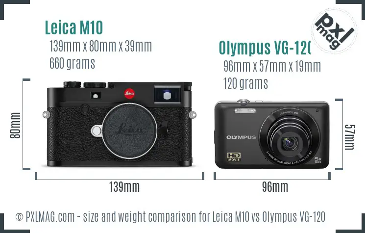 Leica M10 vs Olympus VG-120 size comparison