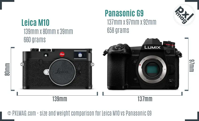 Leica M10 vs Panasonic G9 size comparison