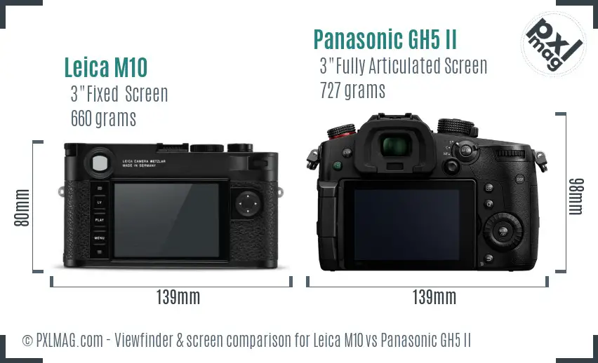 Leica M10 vs Panasonic GH5 II Screen and Viewfinder comparison Leica M10 vs Panasonic GH5 II Screen and Viewfinder comparison