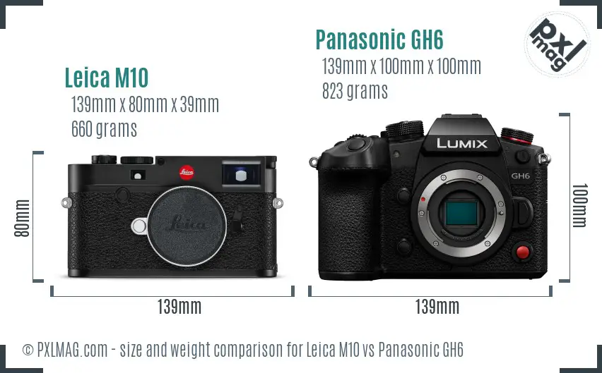 Leica M10 vs Panasonic GH6 size comparison Leica M10 vs Panasonic GH6 size comparison