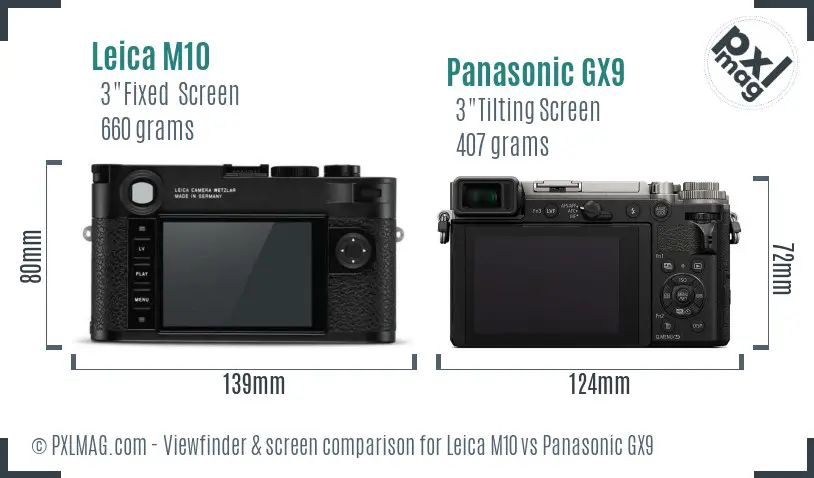 Leica M10 vs Panasonic GX9 Screen and Viewfinder comparison