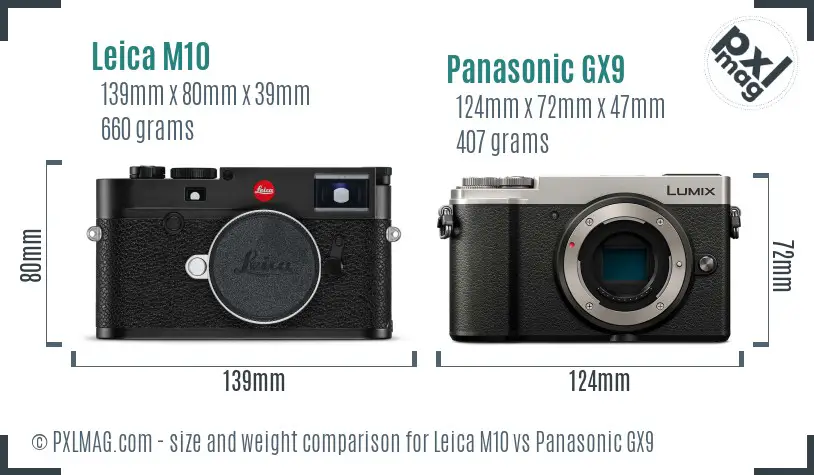 Leica M10 vs Panasonic GX9 size comparison
