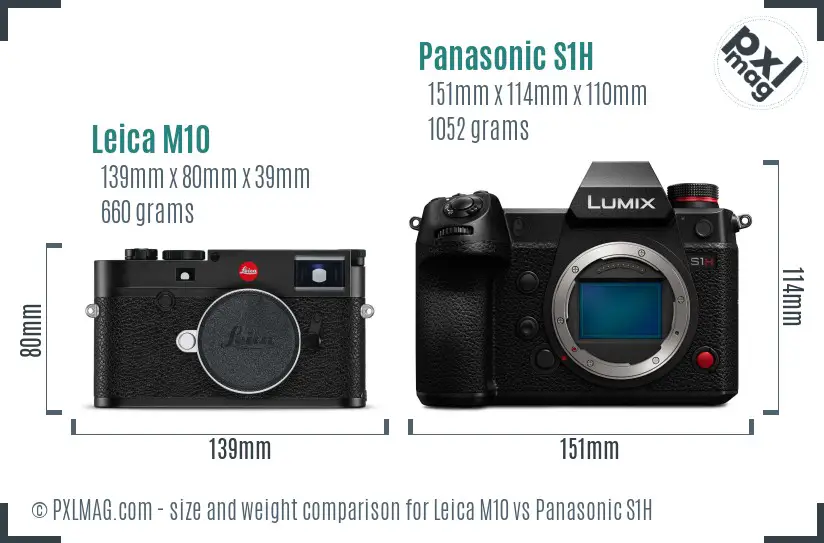 Leica M10 vs Panasonic S1H size comparison