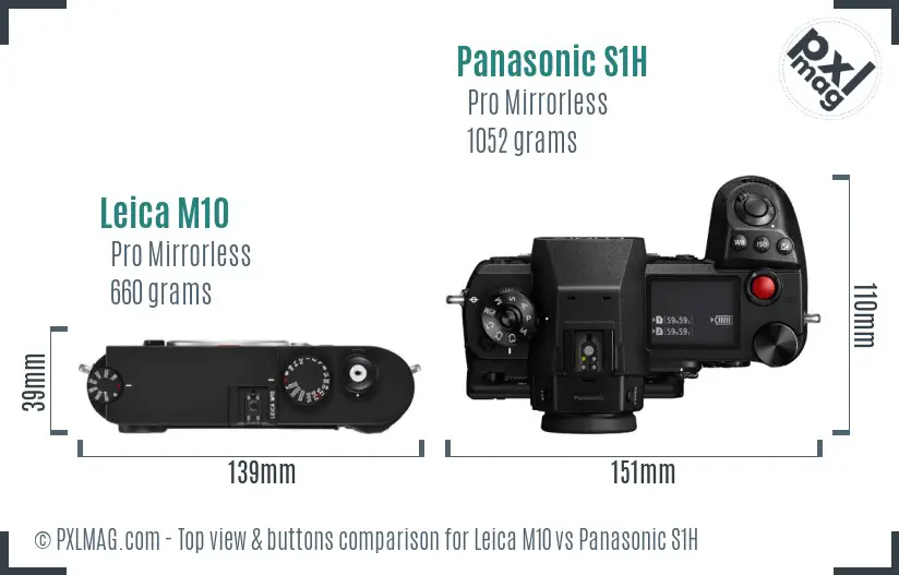 Leica M10 vs Panasonic S1H top view buttons comparison