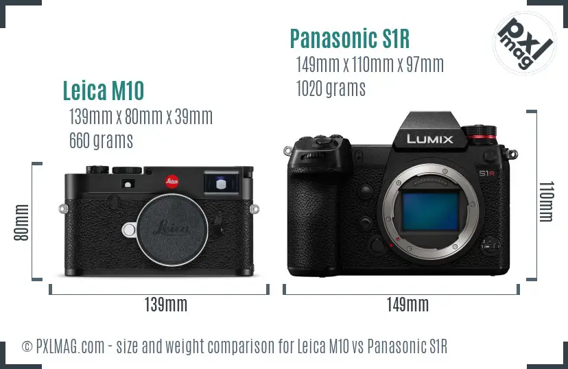 Leica M10 vs Panasonic S1R size comparison