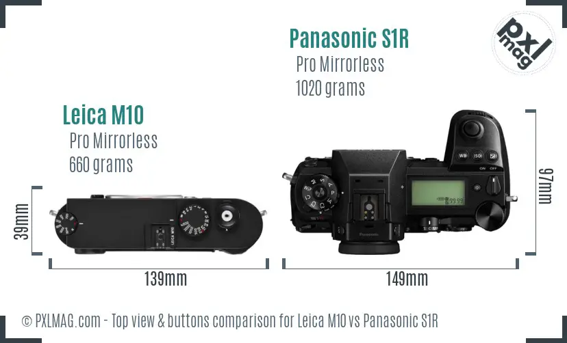 Leica M10 vs Panasonic S1R top view buttons comparison