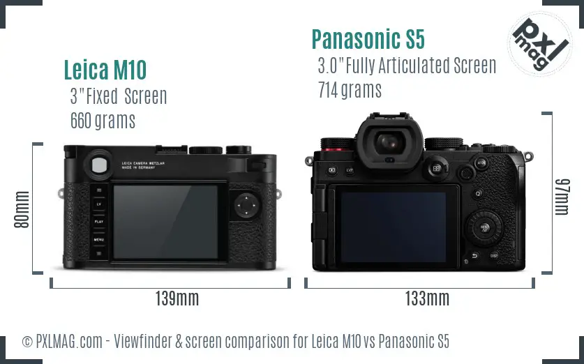 Leica M10 vs Panasonic S5 Screen and Viewfinder comparison