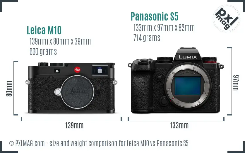 Leica M10 vs Panasonic S5 size comparison
