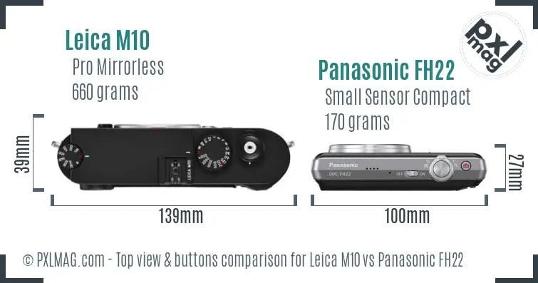 Leica M10 vs Panasonic FH22 top view buttons comparison
