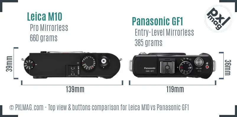 Leica M10 vs Panasonic GF1 top view buttons comparison