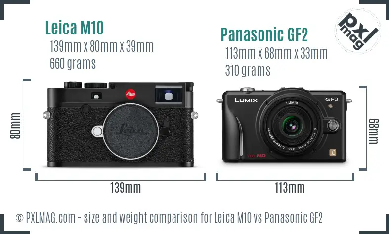 Leica M10 vs Panasonic GF2 size comparison