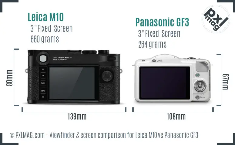 Leica M10 vs Panasonic GF3 Screen and Viewfinder comparison