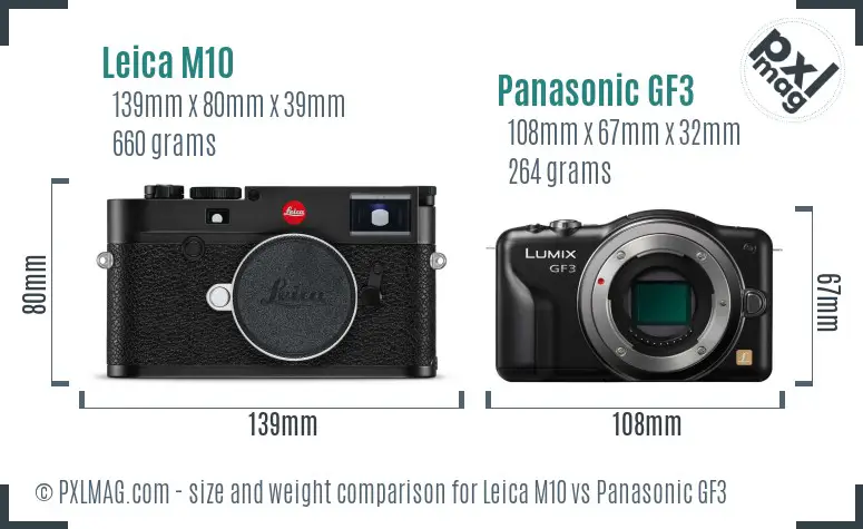 Leica M10 vs Panasonic GF3 size comparison