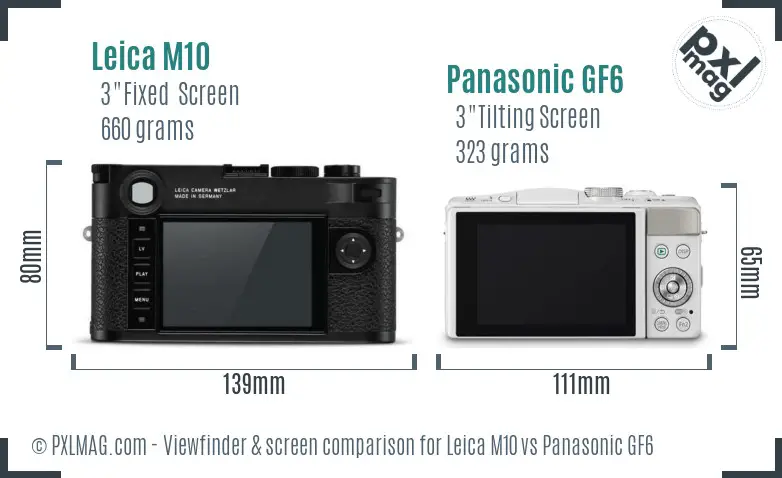 Leica M10 vs Panasonic GF6 Screen and Viewfinder comparison