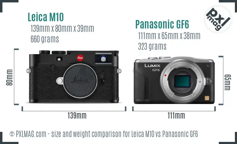 Leica M10 vs Panasonic GF6 size comparison