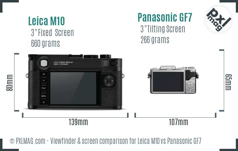 Leica M10 vs Panasonic GF7 Screen and Viewfinder comparison