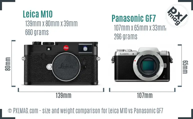 Leica M10 vs Panasonic GF7 size comparison