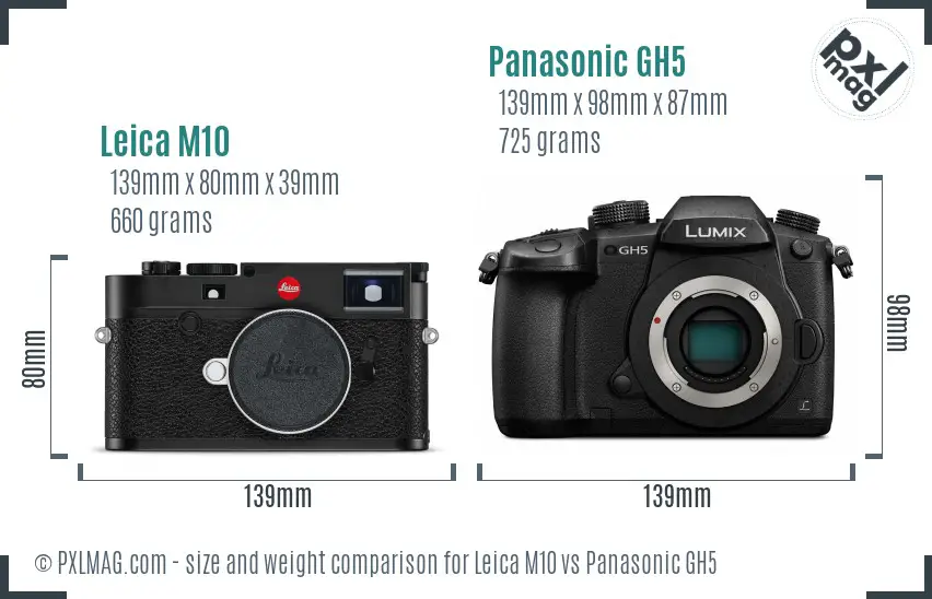 Leica M10 vs Panasonic GH5 size comparison Leica M10 vs Panasonic GH5 size comparison