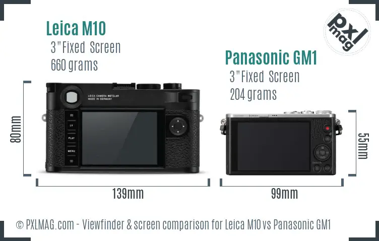 Leica M10 vs Panasonic GM1 Screen and Viewfinder comparison